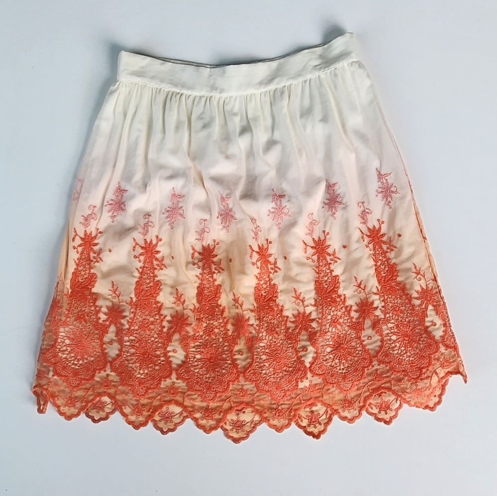 Antonio Melani Ivory Melon Kursten Lace Embroidered Ombre Skirt Citrus G…